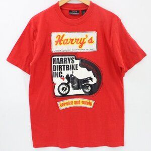 Vintage J/E/T strtwr Shirt Mens Red Short Sleeve Harry's Dirt Bike Size M Y2k